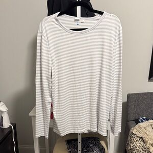 White and Gray Striped Long Sleeve Shirt SO SOFT